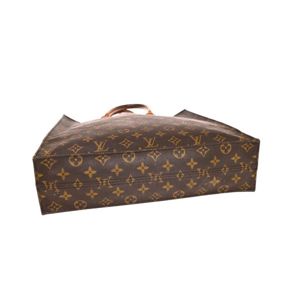 LOUIS VUITTON Logo Sac Plat Hand Tote Bag Monogram Leather Brown M51140 33MQ402 - Picture 6 of 8
